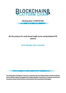 Publication On the Privacy of a Code‐Based Single Server Computional Pir Scheme | Blockchain@X