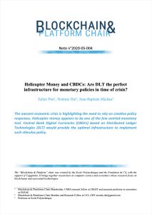 Note Helicopter Money and CBDCs Are DLT the perfect infrastructure for monetary policies in time of crisis