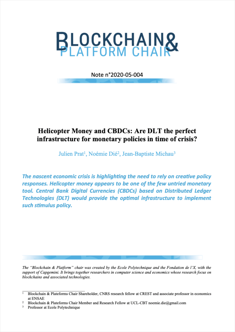 Note Helicopter Money and CBDCs Are DLT the perfect infrastructure for monetary policies in time of crisis